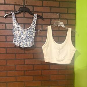 2 piece top bundle blue & white
